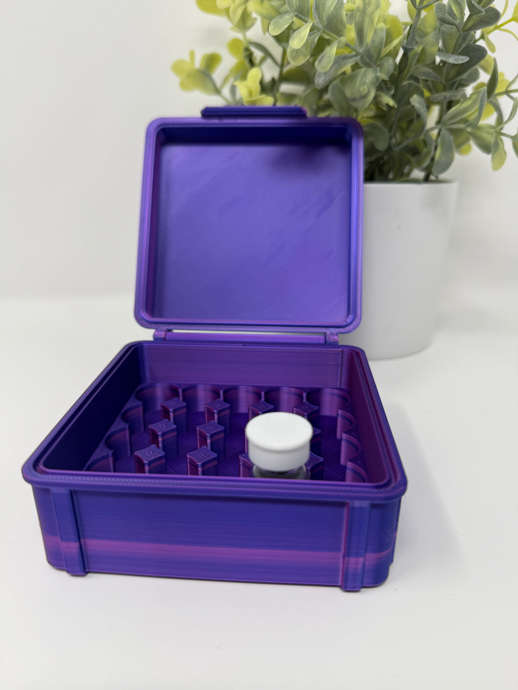 VialLock 25-Vial 3mL Essential Case | 5x5 Grid | Peptide GLP-1 Insulin TRT Vial Organizer | 3D Printed