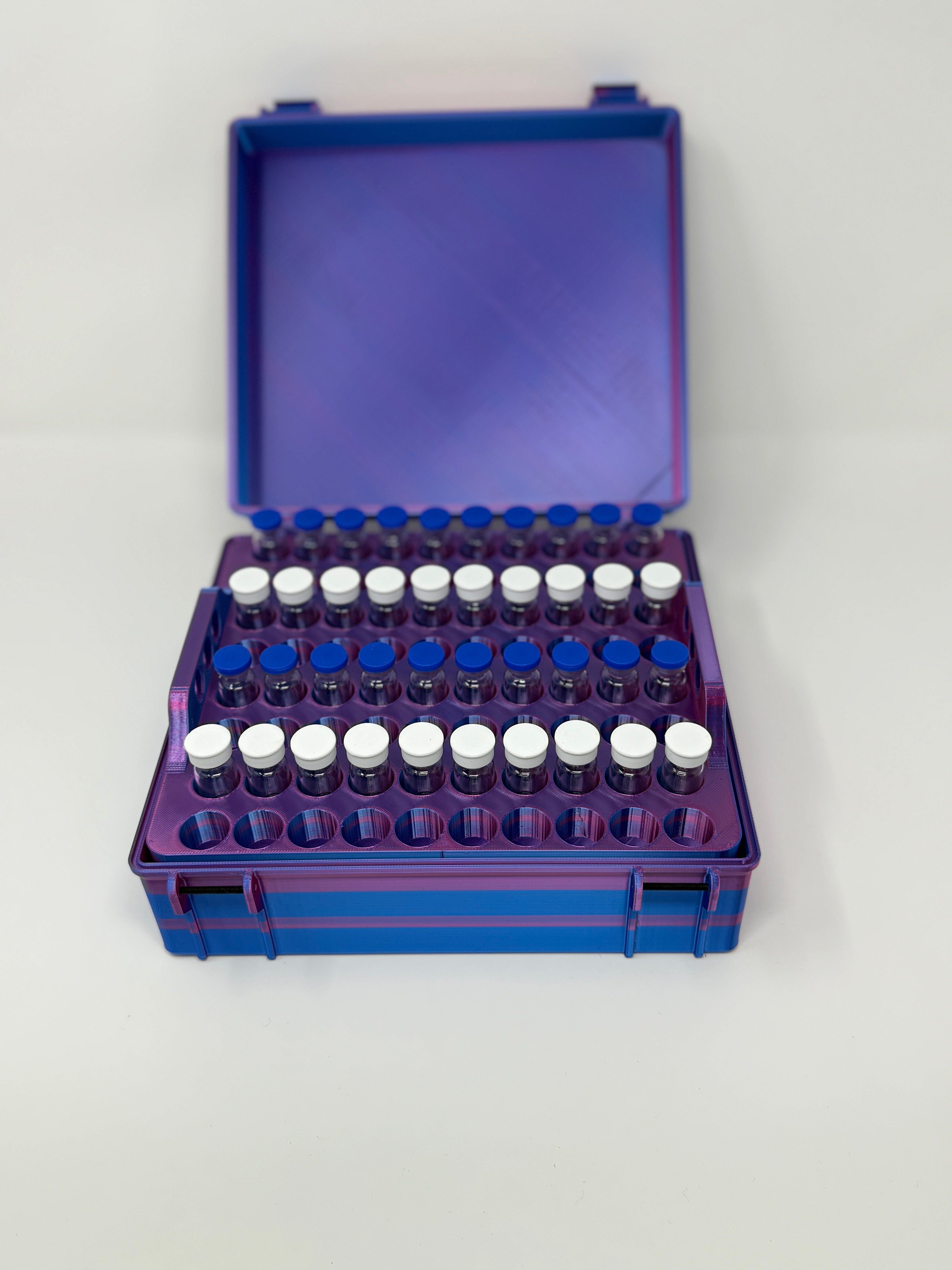 160-Vial 3mL Vial Vault Case | GLP-1 Peptide TRT Storage | 8x20 Grid