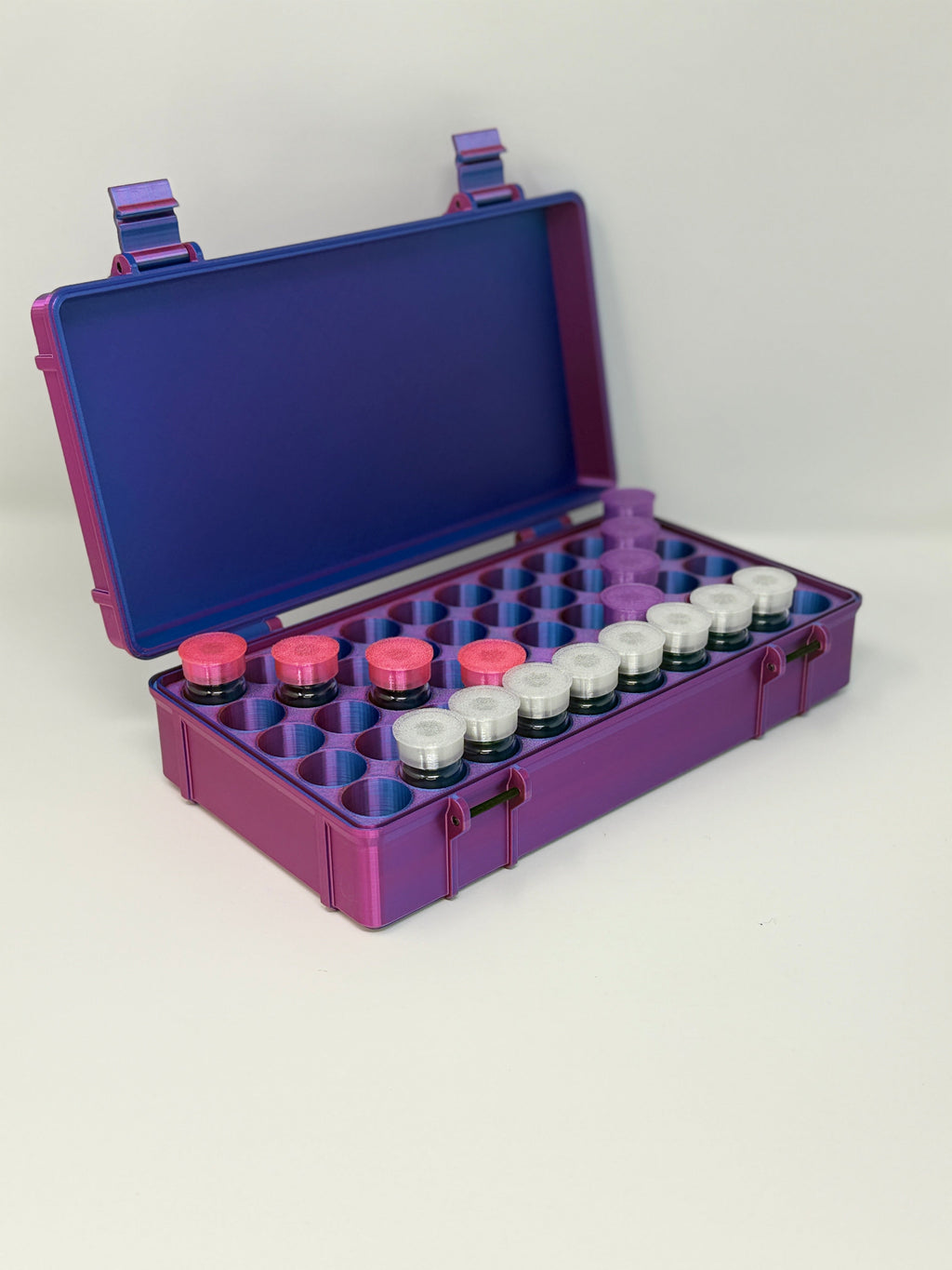 50-Vial 10mL Vial Vault Case | GLP-1 Peptide & TRT Storage | Hard-Shell Hinged Organizer