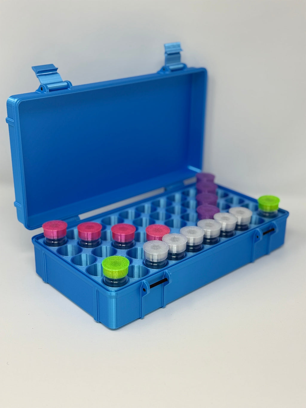 50-Vial 10mL Vial Vault Case | GLP-1 Peptide & TRT Storage | Hard-Shell Hinged Organizer